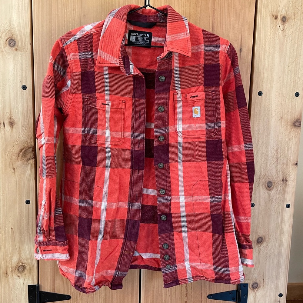 Carhartt Orange  and Purple Plaid Shirt